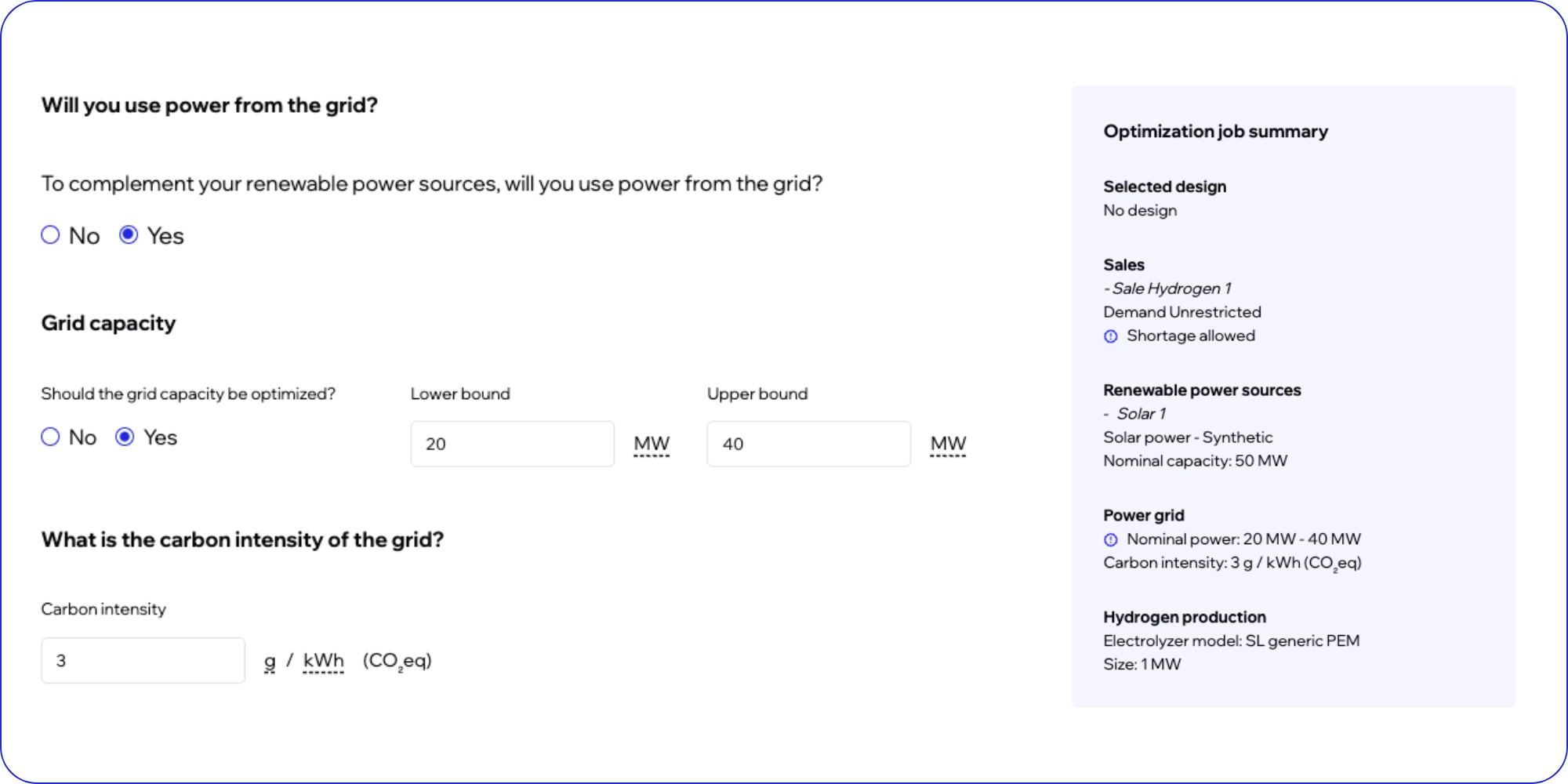 Power-to-X optimization and design optmization in Southern Lights